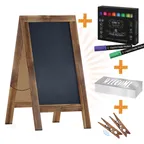 image of Flash Furniture HGWA-GD1I-CRE8-942315-GG Chalkboard Sign Set 40" x 20" Dbl Wood Frame Brown - Set