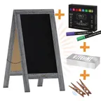 image of Flash Furniture HGWA-GDI-CRE8-742315-GG Chalkboard Sign Set 40"x20" 2‑Sided Pine Black - Set