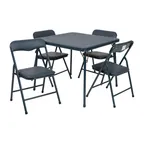 image of Flash Furniture JB-9-KID-NV-GG Mindy Kid's 24x24 Square Folding Table & 4 Chair Set, Navy Vinyl, 70 lb Table Capacity, 81 lb Chair Capacity