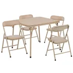 image of Flash Furniture JB-9-KID-TN-GG Mindy Kid's 24" Square Folding Table & 4 Chair Set, Tan, 70 lb Table Capacity, 81 lb Chair Capacity