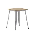 image of Flash Furniture JJ-T14619-60-BRSL-GG Declan Square Table, 23.5" W x 23.5" D x 30" H, 200 lbs, Resin Top, Frame, Brown/Silver