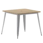 image of Flash Furniture JJ-T14619-90-BRSL-GG 36" x 36" Square Outdoor Table, Brown/Silver, 300 lbs, Resin Top, Frame