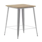 image of Flash Furniture JJ-T14619H-80-BRSL-GG Table, 31.5" W x 31.5" D x 42" H, 300 lbs, Brown/Silver Top, Steel Frame