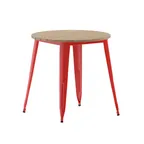 image of Flash Furniture JJ-T14623-80-BRRD-GG Declan 30" Rd Table, 200 lbs, Poly Resin Top Steel Frame Glide Brown/Red