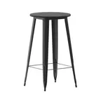 image of Flash Furniture JJ-T14623H-60-BKBK-GG Bar Round Table 23-3/4" Dia x 42" H 200 lbs Black Resin Top Steel Frame