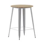 image of Flash Furniture JJ-T14623H-76-BRSL-GG Table, 30" Dia. x 42" H, 200 lbs, Top, Steel Frame, Brown Silver, Glides