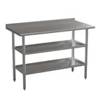 image of Flash Furniture NH-WT-GU-2448BSP-GG 48" Open Base Work Table with Undershelf, 1-1/2" Backsplash