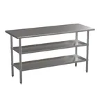 image of Flash Furniture NH-WT-GU-2460-GG 60" Open Base Work Table with Double Undershelf, 18 Gauge Flat Top