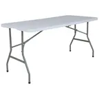 image of Flash Furniture RB-3060FH-RES-GG Folding Table, Bi-Fold, 59x27 Inches, 400 lb, Granite White Plastic Top, Metal Frame