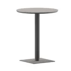 image of Flash Furniture SB-TB106-GRY-GG Outdoor Round Table, 24" Dia, 29" H, Faux Teak Slat Top, Steel Frame, Gray