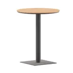 image of Flash Furniture SB-TB106-NAT-GG Round Table, 24" Dia., 29" H, Natural Faux Teak Slats, Steel Frame, 16"-23"W/D