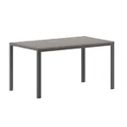 image of Flash Furniture SB-TB269-GRY-GG - Patio Table 55" x 31" Rect, Faux Teak Slats, Frame, Gray, 28" H, 30-35" D