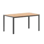 image of Flash Furniture SB-TB269-NAT-GG Outdoor Dining Table, 55" x 31", Faux Teak Slats, Steel Frame, Natural, 28" H