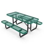 image of Flash Furniture SLF-EML-72-GN-GG 6ft Outdoor Rectangular Picnic Table, Green Metal Mesh Top, Black Steel Frame