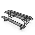 image of Flash Furniture SLF-EML-96-BK-GG Mantilla 8 ft. Rectangular Outdoor Picnic Table Set, Black Steel Frame, Heavy Gauge Expanded Metal Mesh