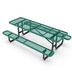 image of Flash Furniture SLF-EML-96-GN-GG 8ft Outdoor Rectangular Picnic Table Set, Green Metal Mesh Top, Black Steel Frame