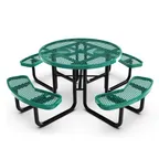 image of Flash Furniture SLF-EMR-46-GN-GG Creekside Outdoor Round Picnic Table, 46" Dia., Green Metal Mesh, Steel Frame