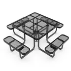 image of Flash Furniture SLF-EMS-46-BK-GG Creekside Outdoor Picnic Table, 46x46, Steel Frame, Expanded Metal Mesh