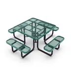 image of Flash Furniture SLF-EMS-46-GN-GG Creekside Outdoor Picnic Table, 46x46, Green Metal Mesh, Steel Frame