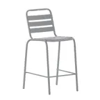 image of Flash Furniture TLH-015H-GG Commercial Silver Metal Indoor-Outdoor Bar Stool, Armless, Ladder Back