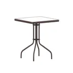 image of Flash Furniture TLH-073A-1-BZ-GG Barker Patio Table, 23.5" Square, 28" H, Bronze Glass Top, Metal Base, Glides