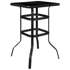 image of Flash Furniture TLH-073H-B-GG Outdoor Table, Square 27.5" x 27.5" x 39.5" Black, Glass Top, Steel Frame Glides