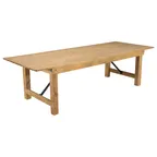 image of Flash Furniture XA-F-108X40-LN-GG Hercules Series 108"W x 40"D x 30"H Folding Rustic Farm Table, 7/8" Solid Pine Top, Antique Light Natural