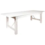 image of Flash Furniture XA-F-108X40-WH-GG Hercules Series Folding Rustic Farm Table, 108"W x 40"D x 30"H, 7/8" Thick Solid Pine Plank Top, Antique White