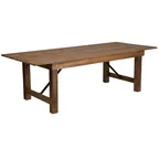 image of Flash Furniture XA-F-96X40-GG Hercules Series Folding Rustic Farm Table, 96"W x 40"D x 30"H, 7/8" Thick Solid Pine Plank Top, 3-1/2" Thick Legs