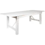 image of Flash Furniture XA-F-96X40-WH-GG Hercules Series Folding Rustic Farm Table, 96"W x 40"D x 29-1/2"H, White Solid Pine, Seats 8 Adults