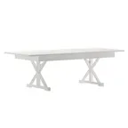 image of Flash Furniture XA-F-96X40-XLEGS-WH-GG Hercules Folding Farm Table, 8' x 40" X‑Legs, White Solid Pine, Bamboo