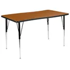image of Flash Furniture XU-A3048-CON-OAK-T-A-GG Wren Activity Table, 47"W, Rectangle Wave, Nestable, Oak Laminate Top
