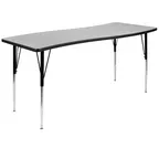 image of Flash Furniture XU-A3060-CON-GY-T-A-GG Wren Activity Table, 60"W x 26"D x 21-1/4"-30-1/4"H, Gray, Legs, Glides