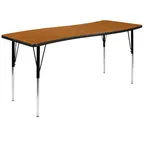 image of Flash Furniture XU-A3060-CON-OAK-T-A-GG Activity Table, 60" W x 26" D, Oak Top, Legs, Nylon Glides