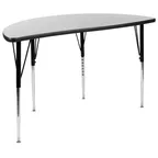 image of Flash Furniture XU-A48-HCIRC-GY-T-A-GG Table, 47.5" W x 24" D, 21.25"-30.25" H, GrayTop, Edge, Legs, Glides