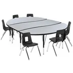 image of Flash Furniture XU-GRP-14CH-A3060CON-60-GY-T-P-GG Set, Oval 86"W x 60"D x 16"H, 6 Chairs 14" Seat, Gray/Black