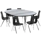 image of Flash Furniture XU-GRP-16CH-A3048CON-48-GY-T-A-GG Set, 76"W x 47"D x 16"H, Ni, Gray/Blk, 6pcs 16" seats – Set