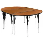 image of Flash Furniture XU-GRP-A3048CON-48-OAK-T-A-GG Table Set, 76W x 47.5D, 21-30" Height, Nylon Glides