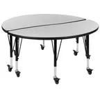 image of Flash Furniture XU-GRP-A48-HCIRC-GY-T-P-CAS-GG Activity Table, 47½" Dia x 17‑25" Ht, Lam Top, Lock Casters