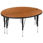 image of Flash Furniture XU-GRP-A48-HCIRC-OAK-T-P-GG Emmy Table 2‑Piece Set, 47½" Oak Top, 16¼"‑25¼", Edge, Legs, Glides