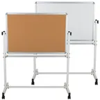 image of Flash Furniture YU-YCI-001-CK-GG Magnetic Cork Board, 45-1/4" x 54-3/4" Aluminum Frame, Tray Casters