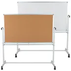 image of Flash Furniture YU-YCI-004-CK-GG Magnetic Marker & Cork Board, 62½" x 62¼" White Aluminum Frame