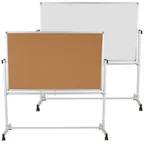 image of Flash Furniture YU-YCI-005-CK-GG Magnetic Cork Board, 64" x 64" White Powder‑Coated Metal Frame