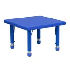image of Flash Furniture YU-YCX-002-2-SQR-TBL-BLUE-GG 24" x 24" Table, 14-1/2"-23-3/4" Adjustable, 220 lb Blue, Seats 4