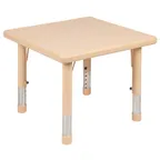 image of Flash Furniture YU-YCX-002-2-SQR-TBL-NAT-GG Table, 24" x 24", 14-1/2"-23-3/4", Plastic Top, Legs, 220lb, Seats 4