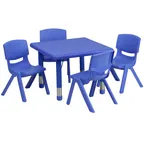 image of Flash Furniture YU-YCX-0023-2-SQR-TBL-BLUE-E-GG Activity Table Set, 24" with 4 Blue Chairs, 220 lb, Adjustable