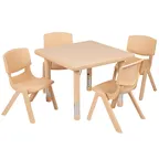 image of Flash Furniture YU-YCX-0023-2-SQR-TBL-NAT-E-GG Preschool Activity Table Set, 24x24, 220 lb, Natural, Adjustable Height