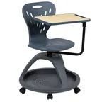 image of Flash Furniture YU-YCX-019-DG-GG Table & Chair Set, Gray Chair with 360° Tablet Rotation and Under‑Seat Storage