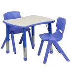 image of Flash Furniture YU-YCY-098-0032-RECT-TBL-BLUE-GG Preschool Activity Table Set, Rectangular, 26x21, Adjustable Height 14.5-23.75, 220 lb, Blue/Grey