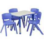 image of Flash Furniture YU-YCY-098-0034-RECT-TBL-BLUE-GG Preschool Activity Table Set, Rectangular, 26x21, Adjustable Height, 220 lb, Blue/Grey